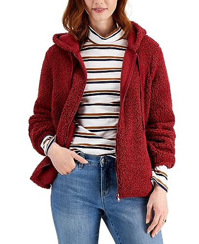 Style & Co Zip Front Teddy Hoodie