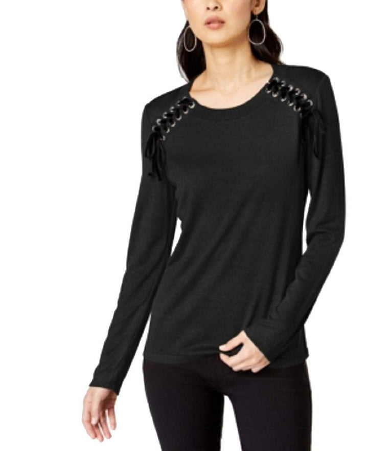 Lace Up Scoop Neck Top