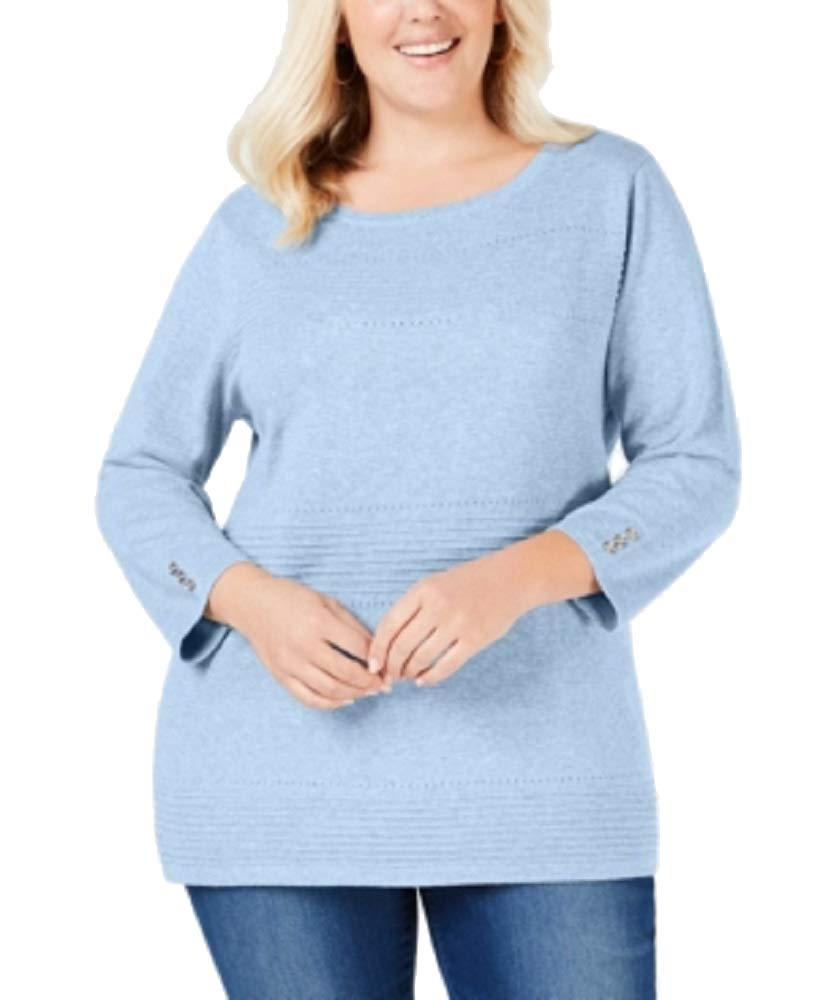 Plus Size Cotton Pointelle Sweater