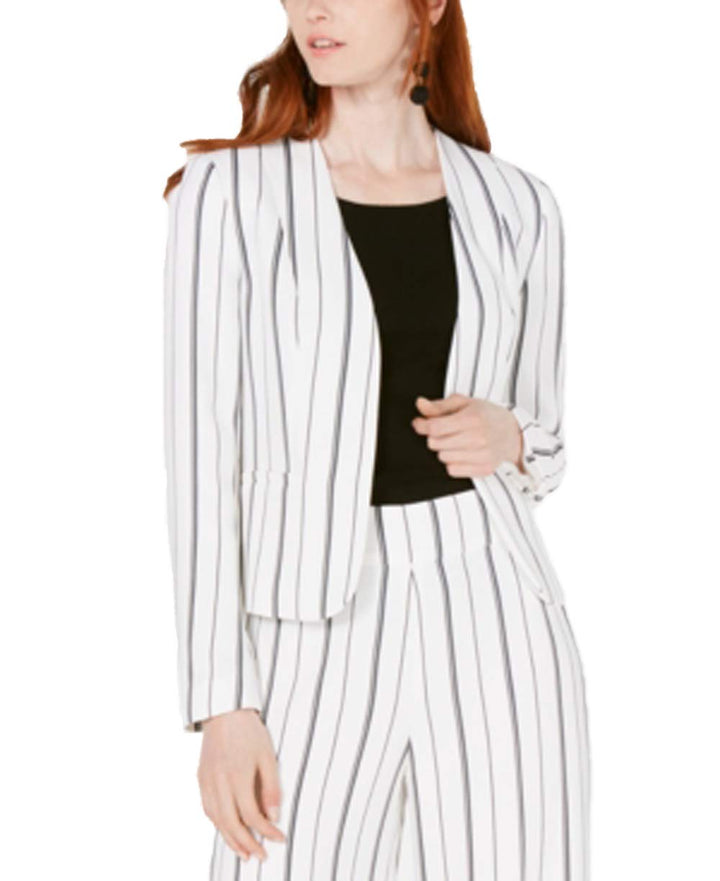 Bar III Striped Collarless Jacket