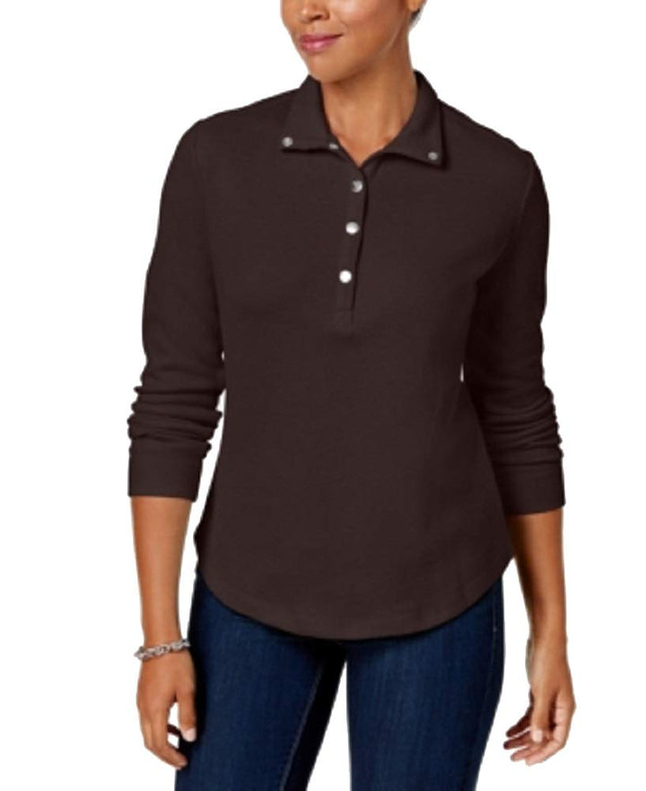 Karen Scott Snap Front Polo Shirt
