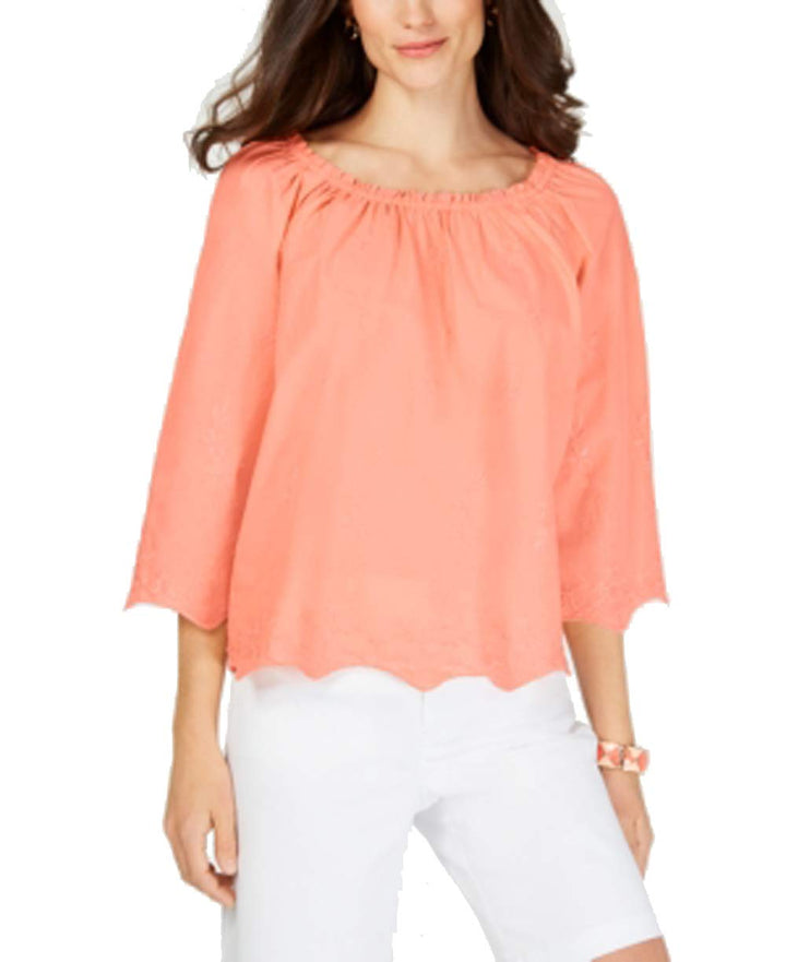 Convertible Embroidered Cotton Top