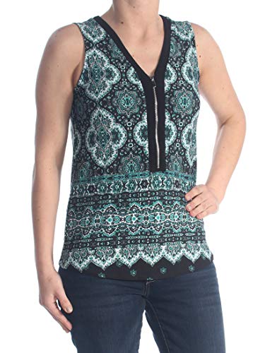 Petite Zip Front Printed Tank Top