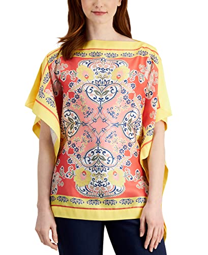 JM Collection Womens Printed Poncho Top