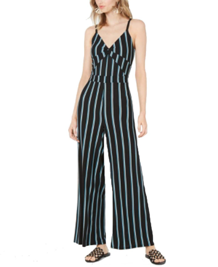 Striped Twist-Front Jumpsuit