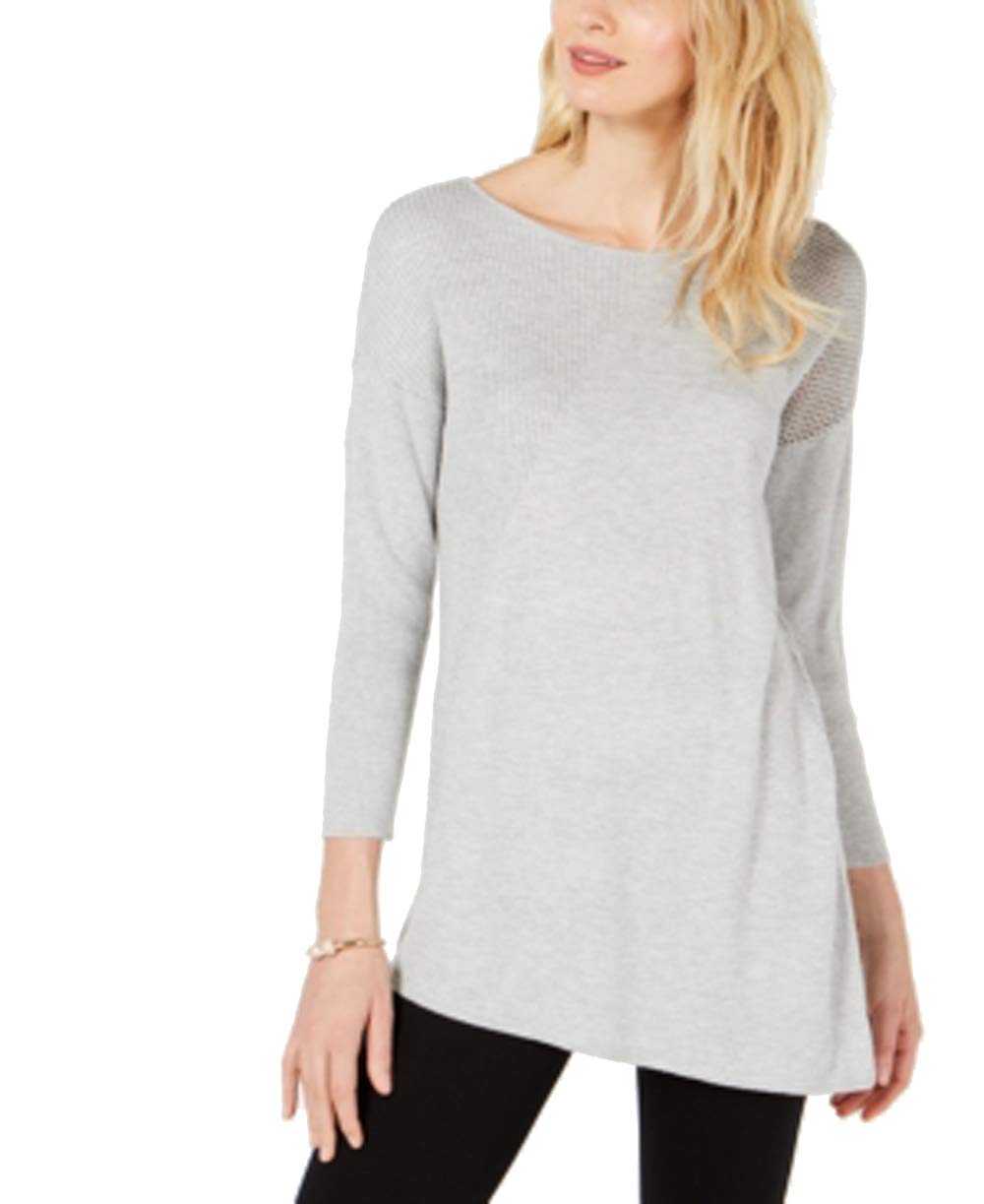 I.N.C. Petite Asymmetric Mixed-Knit Sweater
