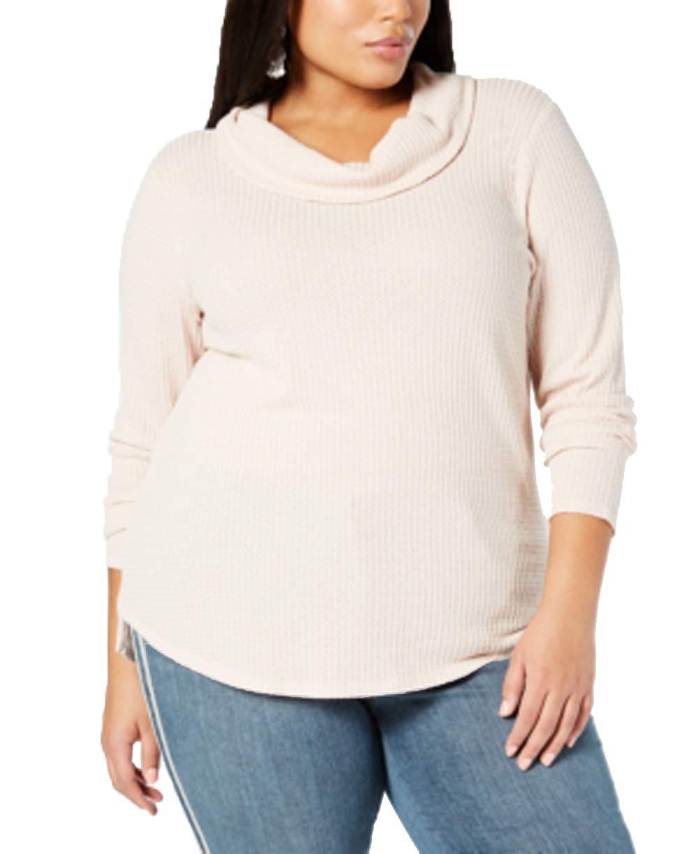 Plus Size Waffle-Knit Cowl-Neck Top