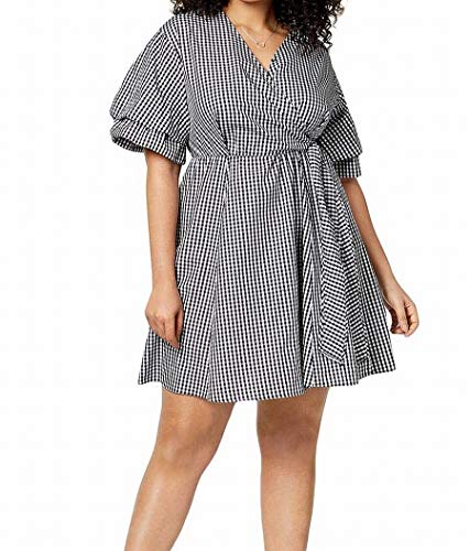 NY Collection Plus Size Cotton Gingham Wrap Dress