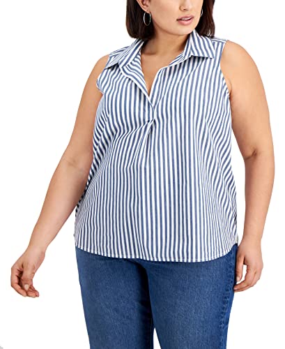 Style & Co Plus Size Striped Sleeveless Cotton Top
