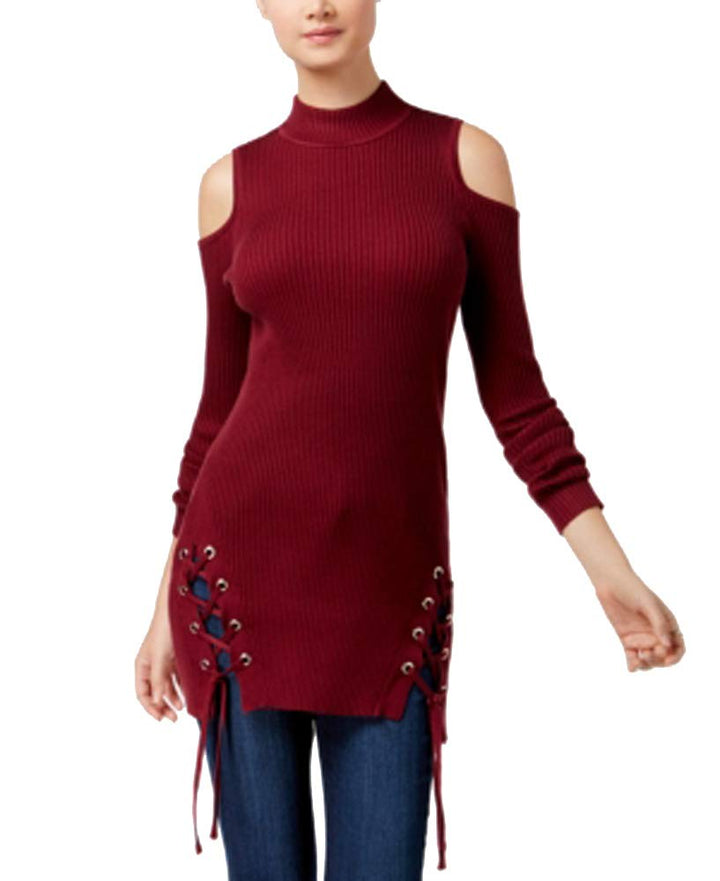 Material Girl Juniors Cold Shoulder Lace Up Tunic