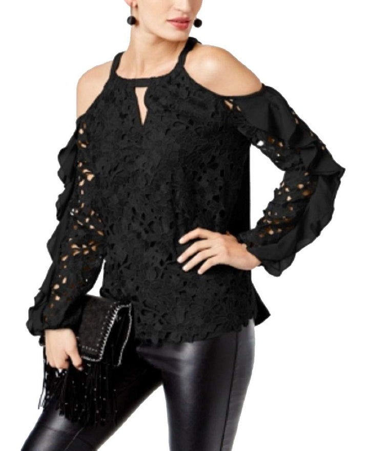 INC International Concepts Lace Cold Shoulder Top