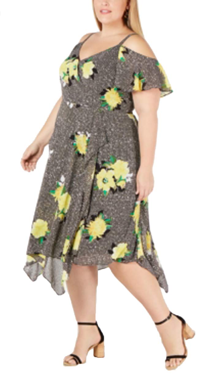 INC Plus Size Cold-Shoulder Midi Dress