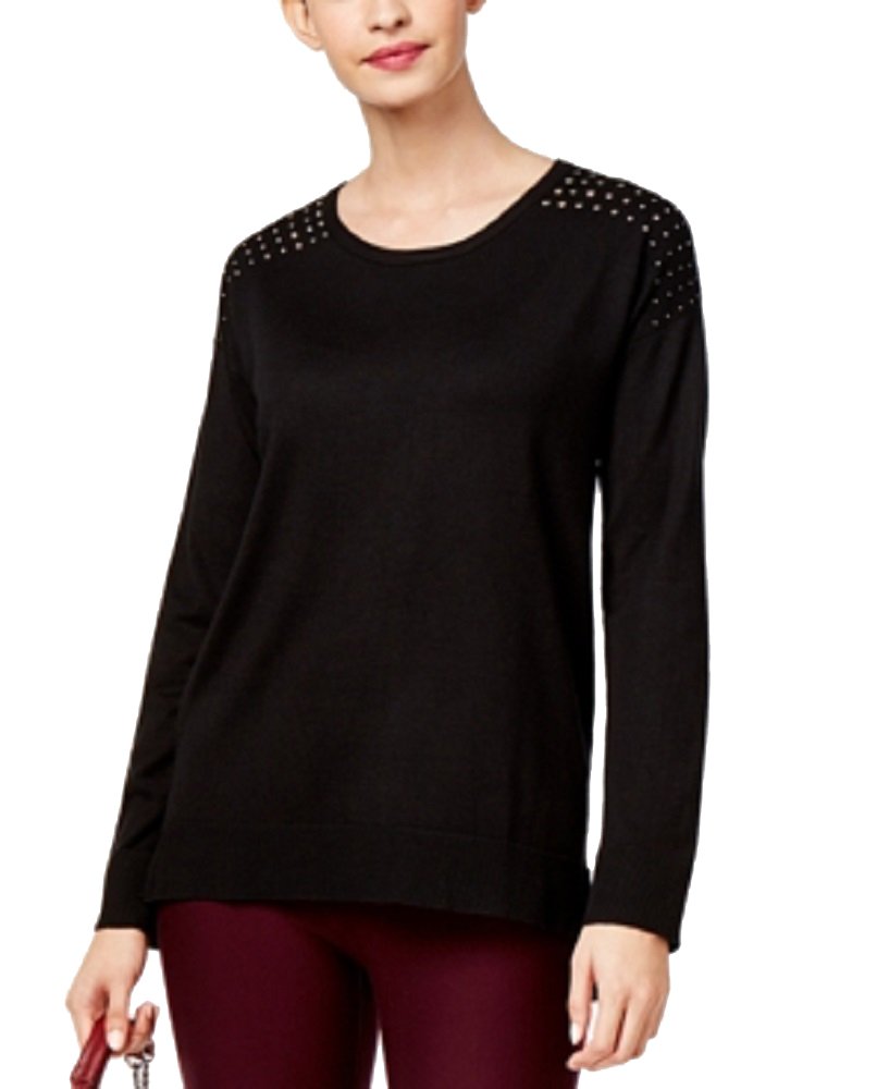 NY Collection Studded Shoulder Sweater