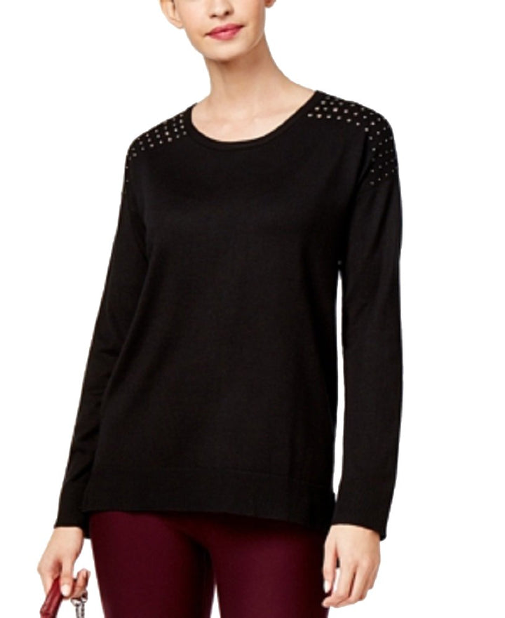 NY Collection Studded Shoulder Sweater
