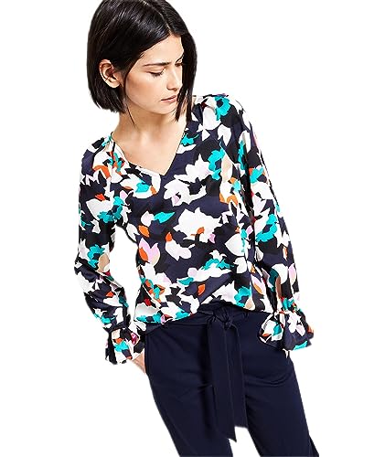 Bar III Floral Print V Neck Top