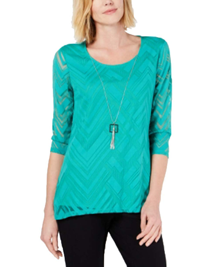 JM Collection Burnout Mesh Necklace Tunic