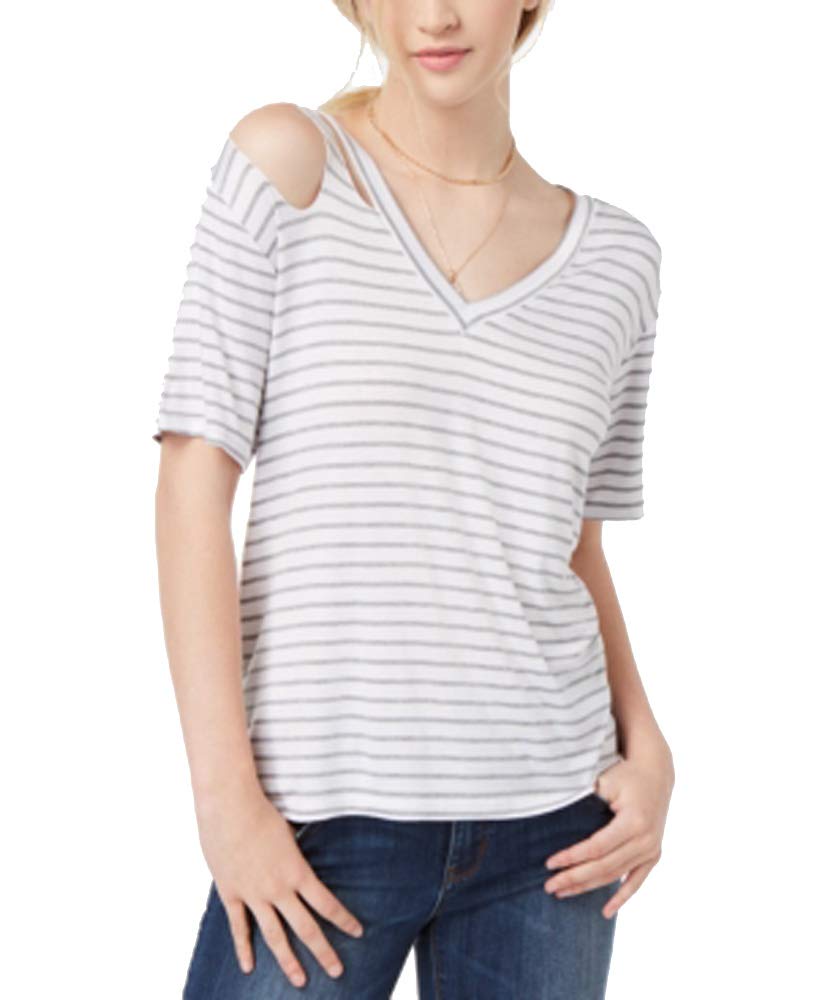 Juniors' Striped Cutout T-Shirt