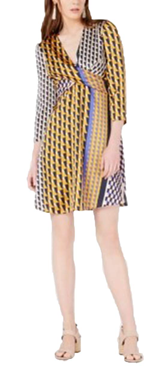 Geo-Print Twist-Front Dress