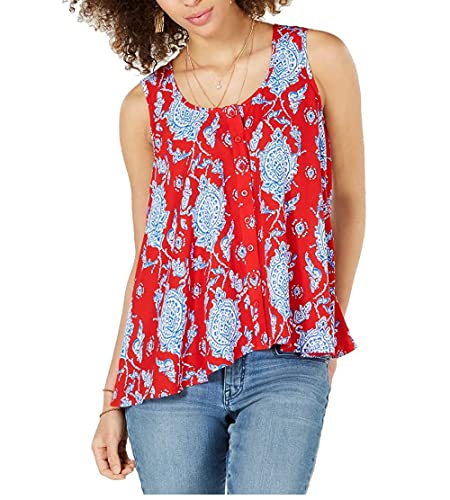 Style & Co Petite Printed Sleeveless High Low Swing Top
