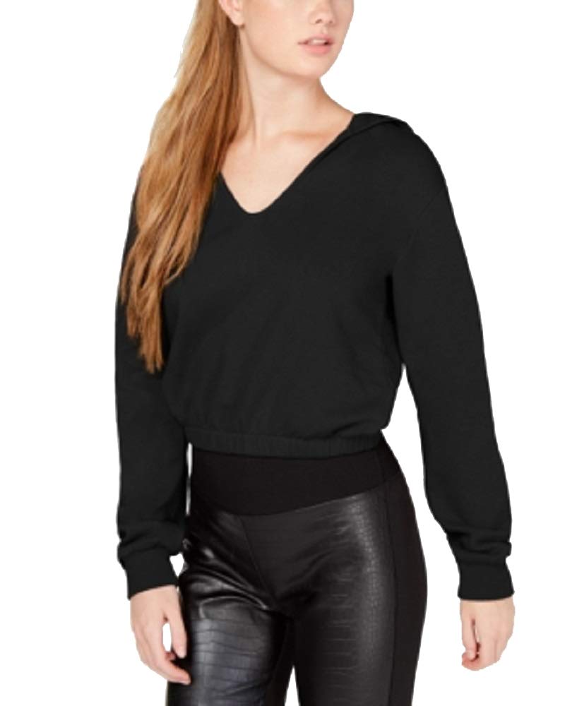 Juniors' V-Neck Balloon-Sleeve Hoodie