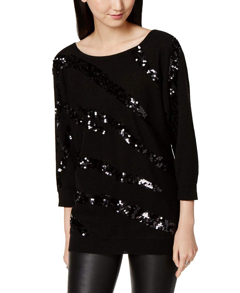 Charter Club Sequin Trim Cashmere Sweater