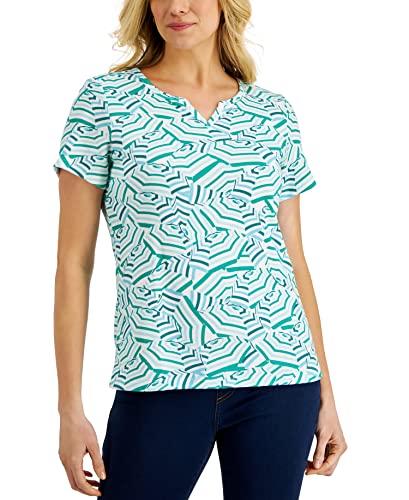 Karen Scott Womens Beach Umbrella Party Printed Top