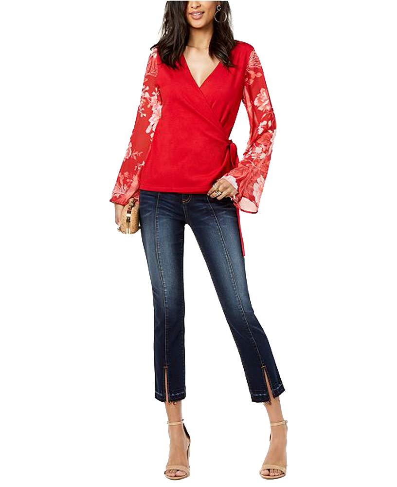 I.N.C. Mesh-Sleeve Wrap Sweater