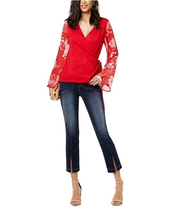 I.N.C. Mesh-Sleeve Wrap Sweater