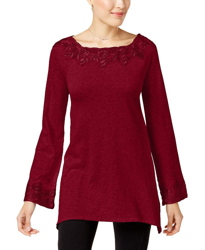Style & Co Petite Lace Trim Sweater Tunic
