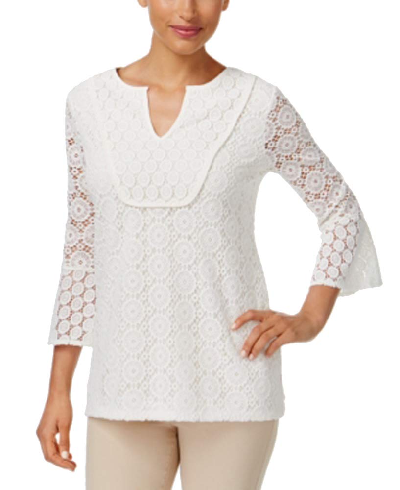 Charter Club Mixed Lace Bell Sleeve Tunic