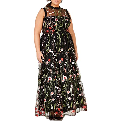 Trendy Plus Size Ruffle-Trim Embroidered Gown