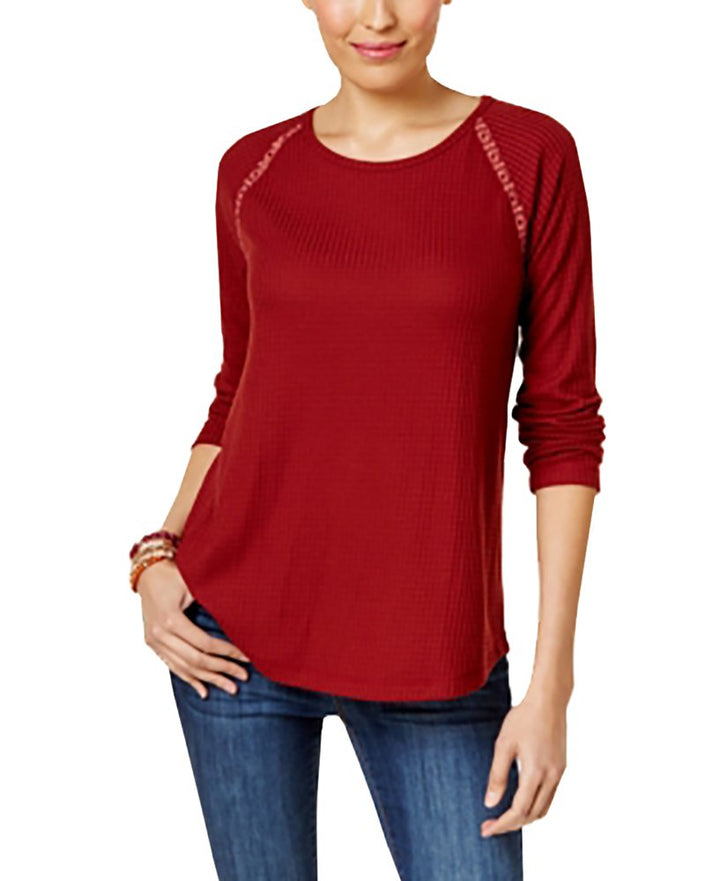 Style & Co Crochet Trim Thermal Tunic