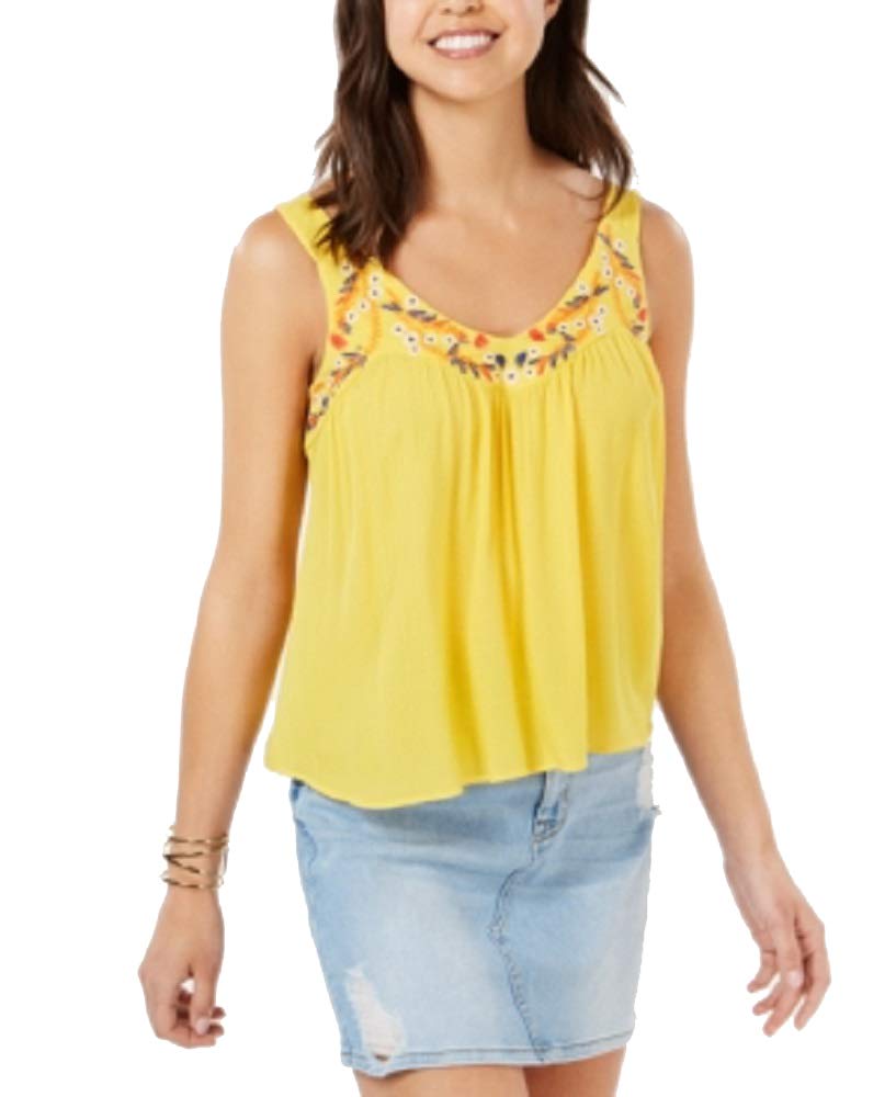 Juniors' Sleeveless Embroidered Top
