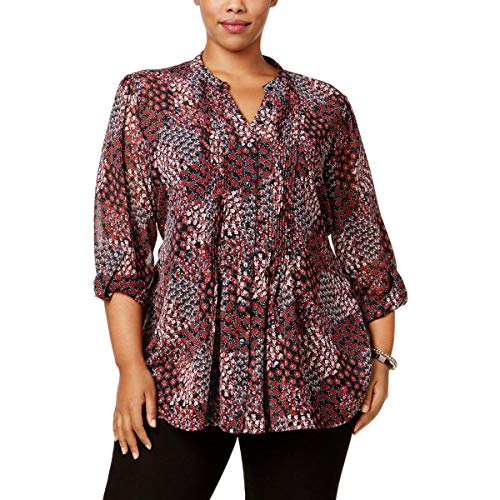 Style & Co Plus Size Printed Pintucked Blouse