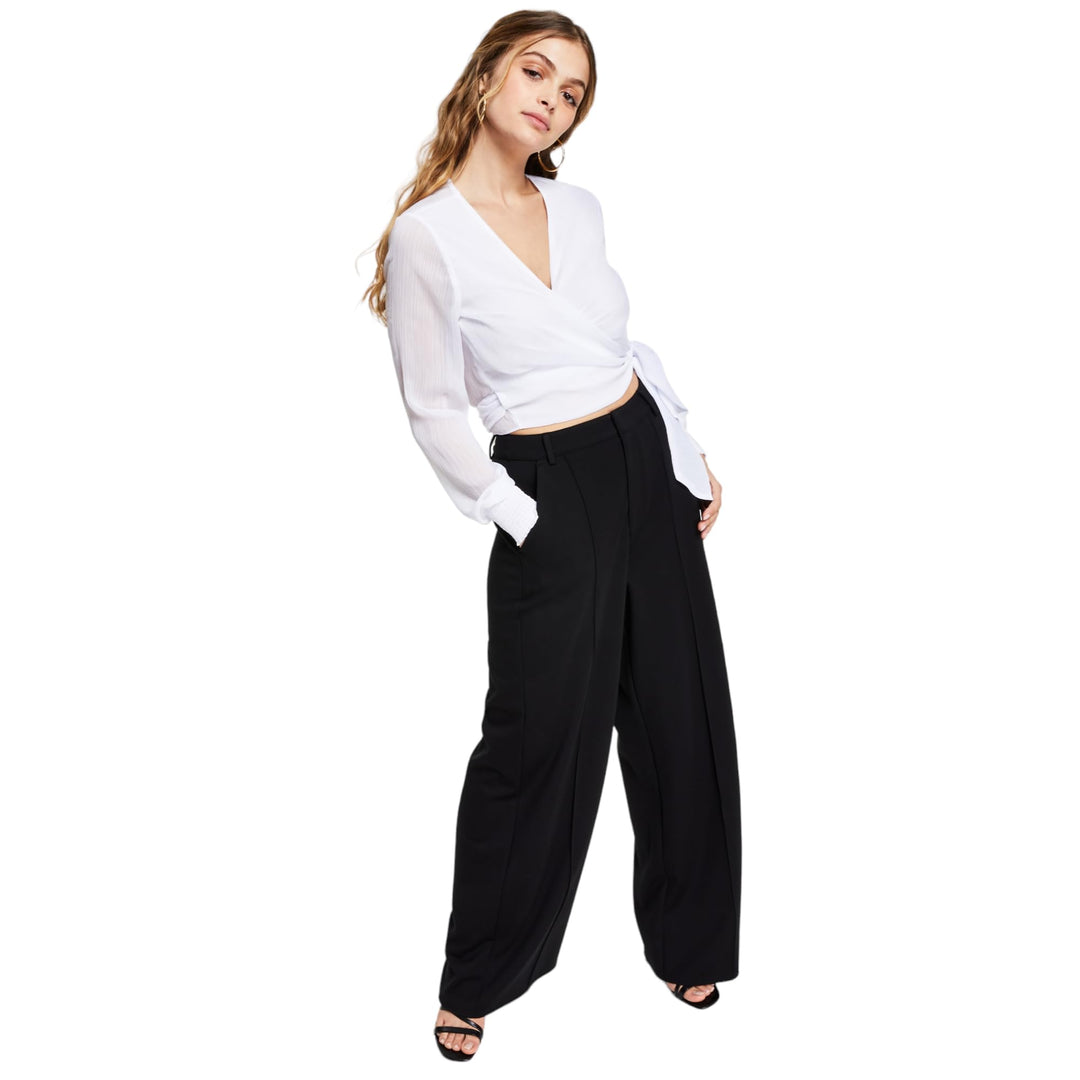 Bar III Tie Waist Wrap Blouse