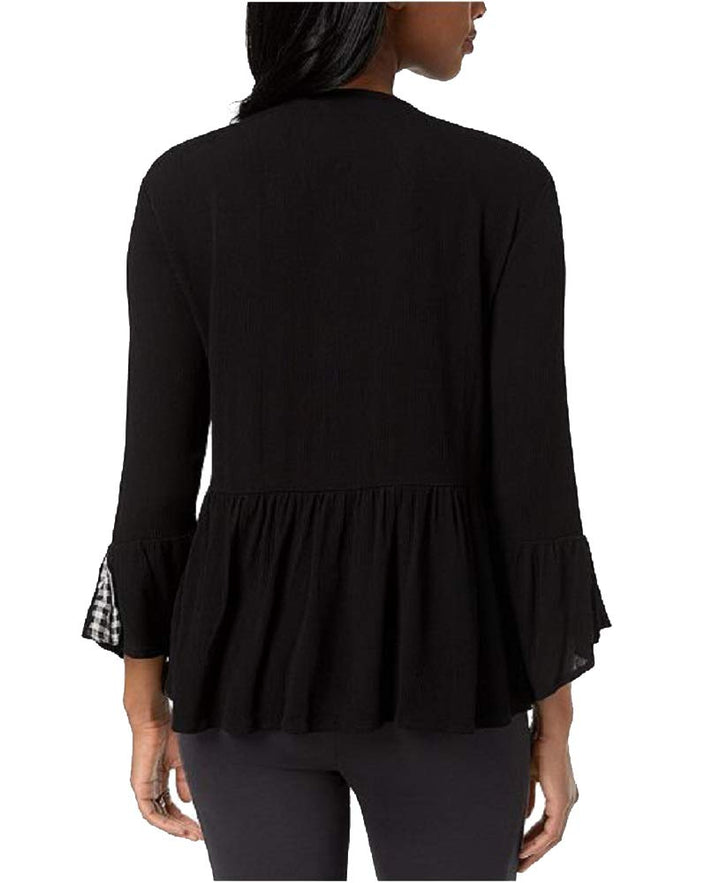 Gingham-Detail Peasant Top