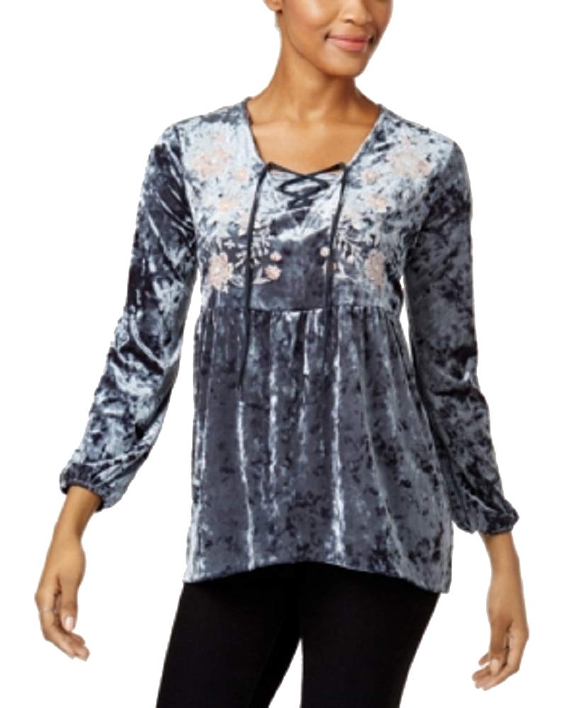 Style & Co Crushed Velvet Peasant Top