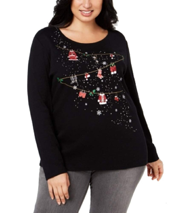 Karen Scott Plus Size Cotton Holiday Theme T-Shirt