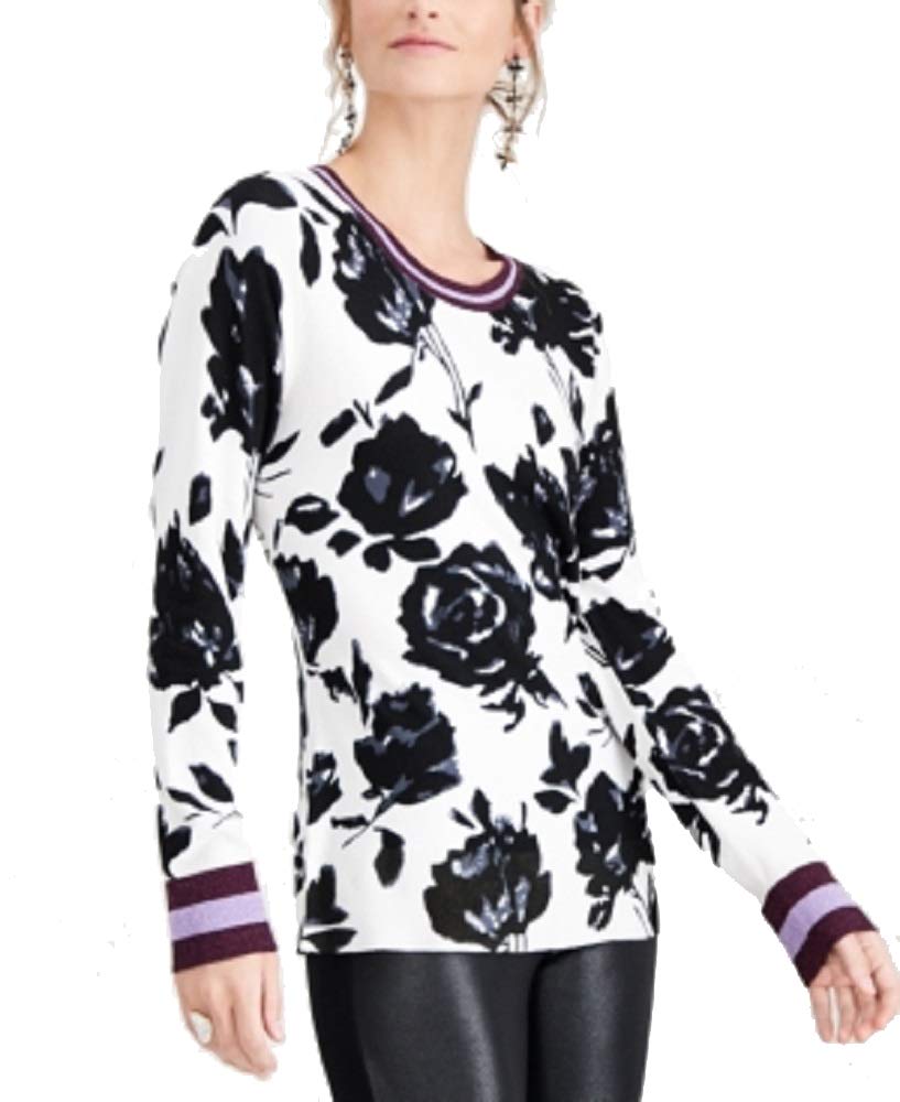 Floral Varsity Stripe Pullover Sweater