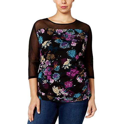 INC International Concepts Plus Size Printed Illusion Top