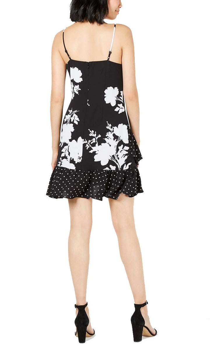 Bar III Mixed Print Ruffled Sheath Dress