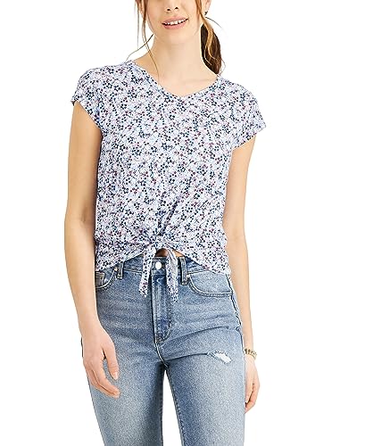 Style & Co Floral Print Tie Hem T-Shirt