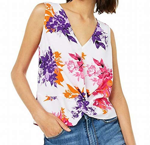 Bar III Floral Print Twist Front Top
