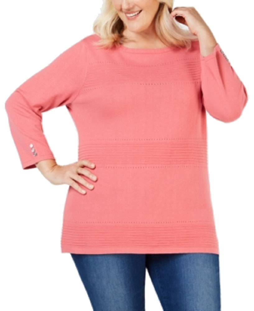 Plus Size Cotton Pointelle Sweater