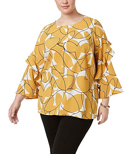 Alfani Plus Size Printed Ruffle Sleeve Top