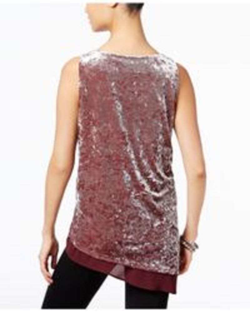Inc International Concepts Petite Mixed-Media Velvet Top