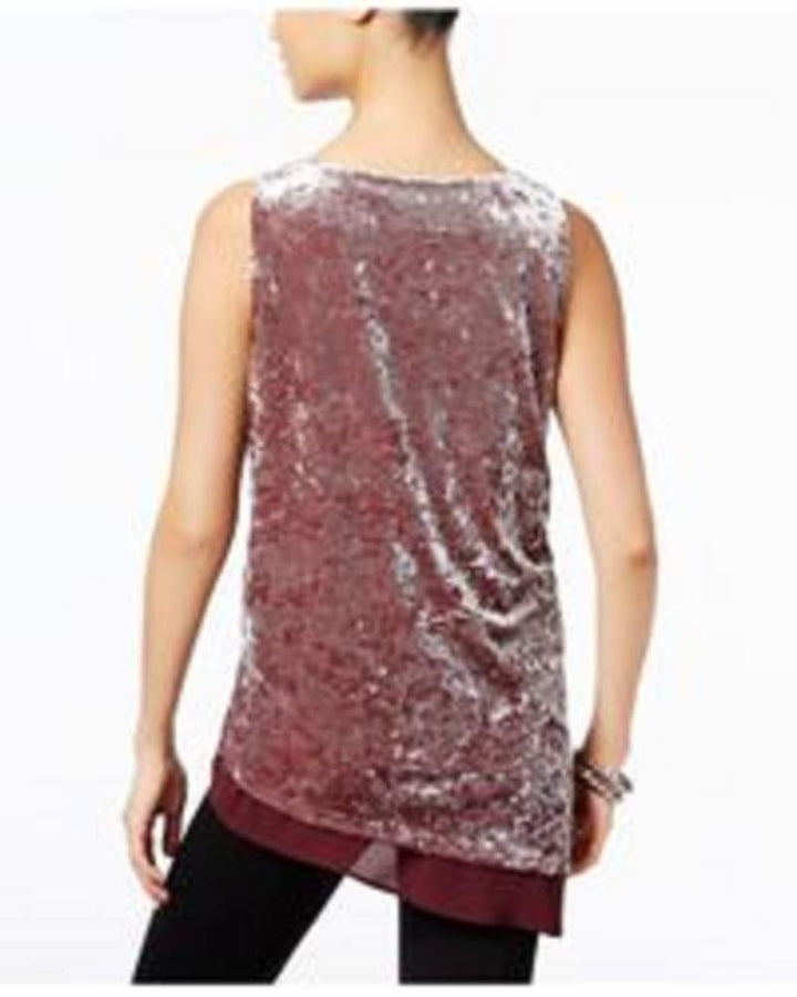Inc International Concepts Petite Mixed-Media Velvet Top