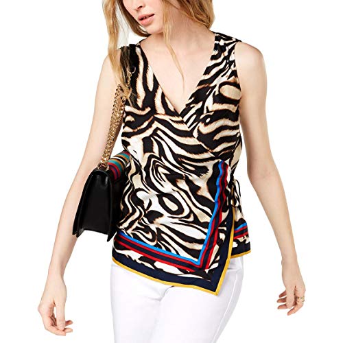 INC Animal-Print Wrap Blouse