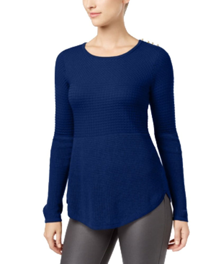 Charter Club Mixed Stitch Button Shoulder Sweater
