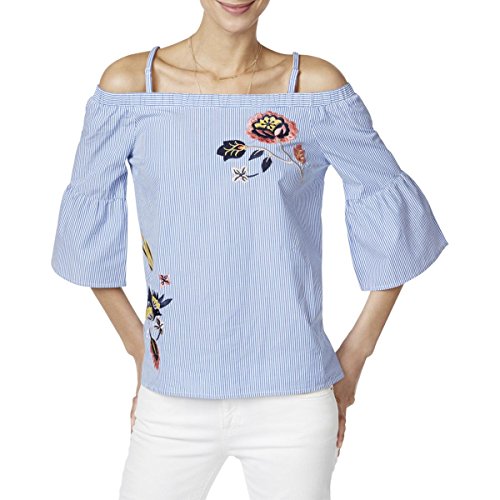 INC International Concepts Cotton Embroidered Cold Shoulder Top